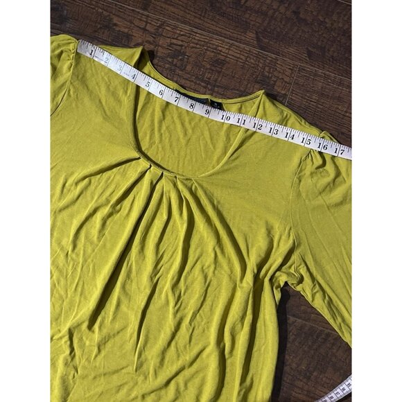 Dialogue Womens Pleated Scoop Neck 3/4 Sleeve Top Rayon/Spandex Yellowish in XL - Picture 13 of 13